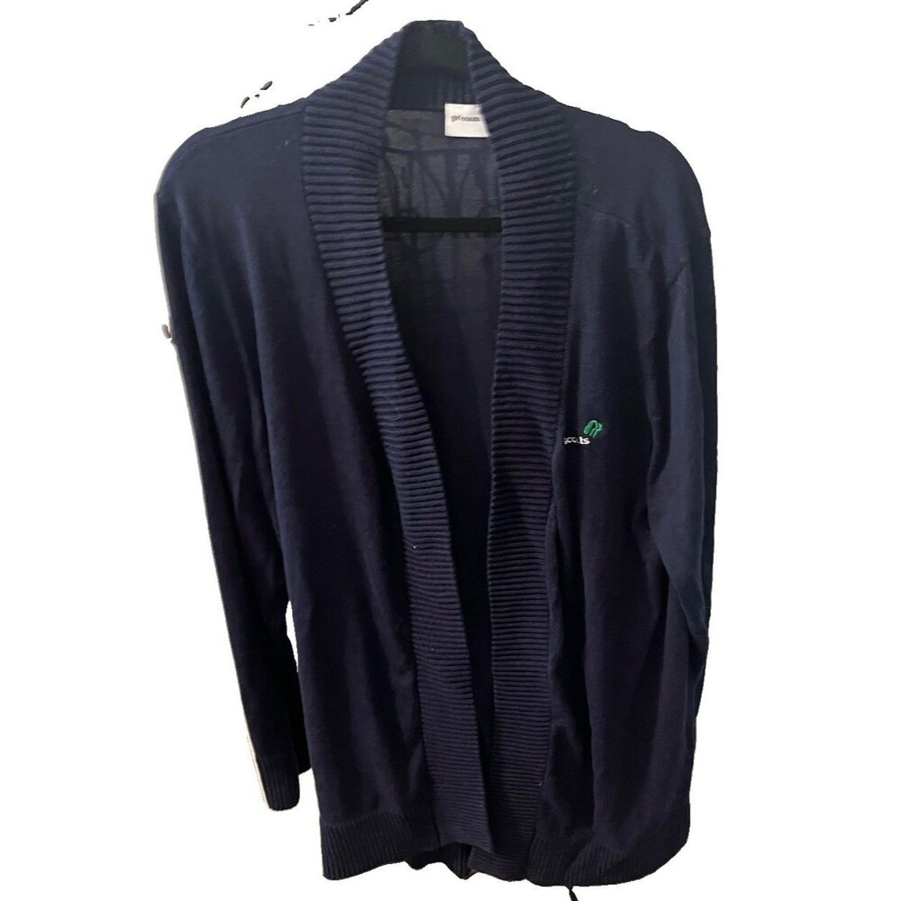 Vintage Girl Scouts USA Open Cardigan Sweater Oversized Long Embroidered Size 2X